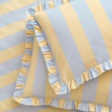Wylder Birdie Stripe Duvet Cover Set Bay Lemon / Sky