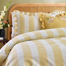 Wylder Birdie Stripe Duvet Cover Set Butter Yellow