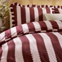 Wylder Birdie Stripe Duvet Cover Set Burgundy / Blossom