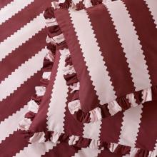 Wylder Birdie Stripe Duvet Cover Set Burgundy / Blossom