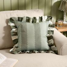 Wylder Birdie Stripe Cushion Bay Green / Mist
