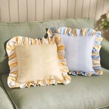 Wylder Birdie Stripe Cushion Lemon / Sky