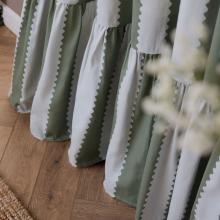 Wylder Birdie Stripe Ruffle Curtains Bay Green / Mist