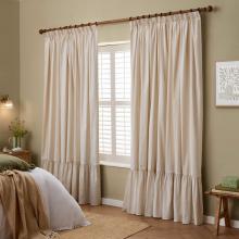 Wylder Birdie Stripe Ruffle Curtains Oat / Milk