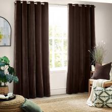 Yard Heavy Chenille Eyelet Curtains Brown
