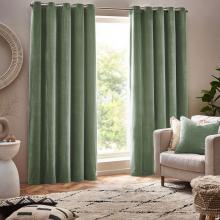 Yard Heavy Chenille Eyelet Curtains Eucalyptus