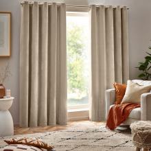 Yard Heavy Chenille Eyelet Curtains Natural