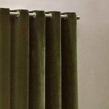 Yard Heavy Chenille Eyelet Curtains Olive