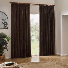 Yard Heavy Chenille Pencil Pleated Curtains Brown