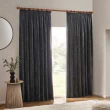 Yard Heavy Chenille Pencil Pleated Curtains Charcoal