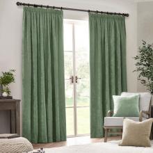 Yard Heavy Chenille Pencil Pleated Curtains Eucalyptus