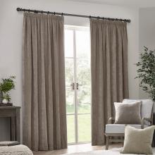 Yard Heavy Chenille Pencil Pleated Curtains Greige