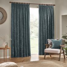 Yard Heavy Chenille Pencil Pleated Curtains Marine