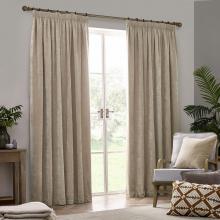 Yard Heavy Chenille Pencil Pleated Curtains Natural