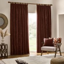 Yard Heavy Chenille Pencil Pleated Curtains Nutmeg