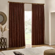 Yard Heavy Chenille Pencil Pleated Curtains Nutmeg
