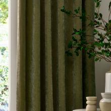 Yard Heavy Chenille Pencil Pleated Curtains Olive