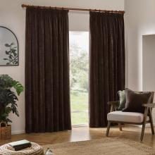 Yard Heavy Chenille Blackout Pencil Pleated Curtains Brown