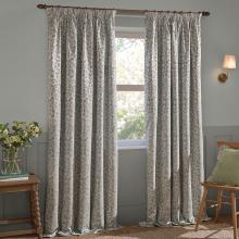 Wylder Grace Leaf Pencil Pleated Curtains Mist Grey