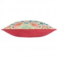 The Original Morris & Co Strawberry Thief Outdoor Cushion Coral / Leaf Green