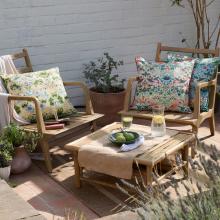 The Original Morris & Co Strawberry Thief Outdoor Cushion Mineral Yellow