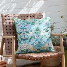 The Original Morris & Co Strawberry Thief Outdoor Cushion Mineral Yellow
