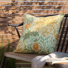 The Original Morris & Co Seaweed Outdoor Cushion Stone / Sunflower