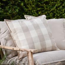 Yard Chesil Check Outdoor Filled Cushion Natural