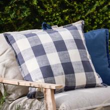 Yard Chesil Check Outdoor Filled Cushion Navy