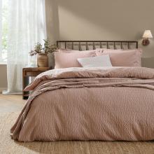 Yard Hebden Relaxed Seersucker Duvet Set Cotta