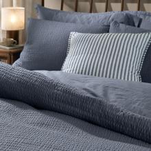 Yard Hebden Relaxed Seersucker Pillowcase Pair Denim Blue