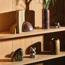 Tom Dixon Boulder Bookends Red & Brown Marble
