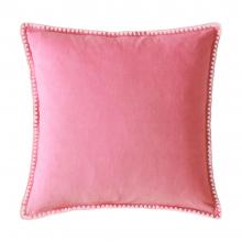 Bluebellgray Blanket Stitch Velvet Cushion Coral Pink