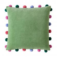 Bluebellgray Pom Pom Cushion Verdigris Green