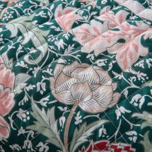 William Morris At Home Cray Quilted Bedspread Forest Green - Cranberry