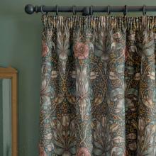 William Morris At Home Spring Thicket Lined Pencil Pleated Curtains