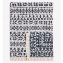 Laura Ashley Sesley Fair Isle Throw Dark Seaspray Blue