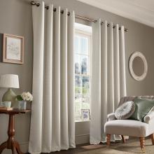 Laura Ashley Stephanie Linen Natural Eyelet Curtains