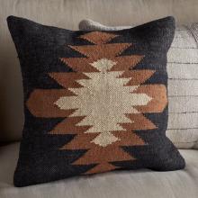 Nkuku Ayyi Wool Cushion Cover - Black & Green