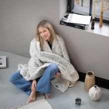David Fussenegger Carla Floral Fine Lines Blanket Throw Grey