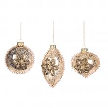 Goodwill Glass Metallic 3D Flower Ball / Finial Ornament Gold