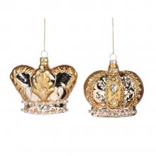 Goodwill Glass Jewel / Pearl Crown Ornament Gold / Cream