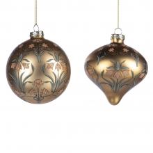 Goodwill Glass Art N Floral Ball / Onion Ornament Gold