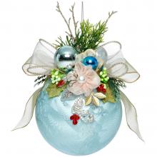 Goodwill Glass Jewelled Floral Ball Light Blue & Multi