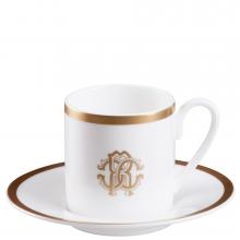 Roberto Cavalli Silk Gold Espresso Cup & Saucer (6)