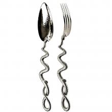 Roberto Cavalli Python Silver Plated Serving Spoon and Fork
