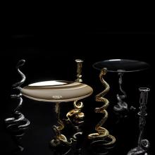 Roberto Cavalli Python Gold Plated Twisted Candleholder