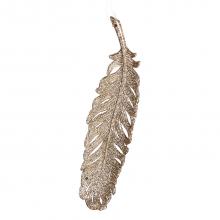 Goodwill Glitter Feather Ornament Champagne