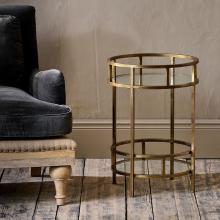 Nkuku Nakuru Iron & Glass Drinks Table Brass