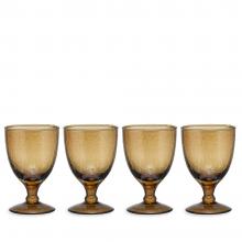 Nkuku Yala Hammered Set of 4 Wine Glasses, Smoke Brown Glass